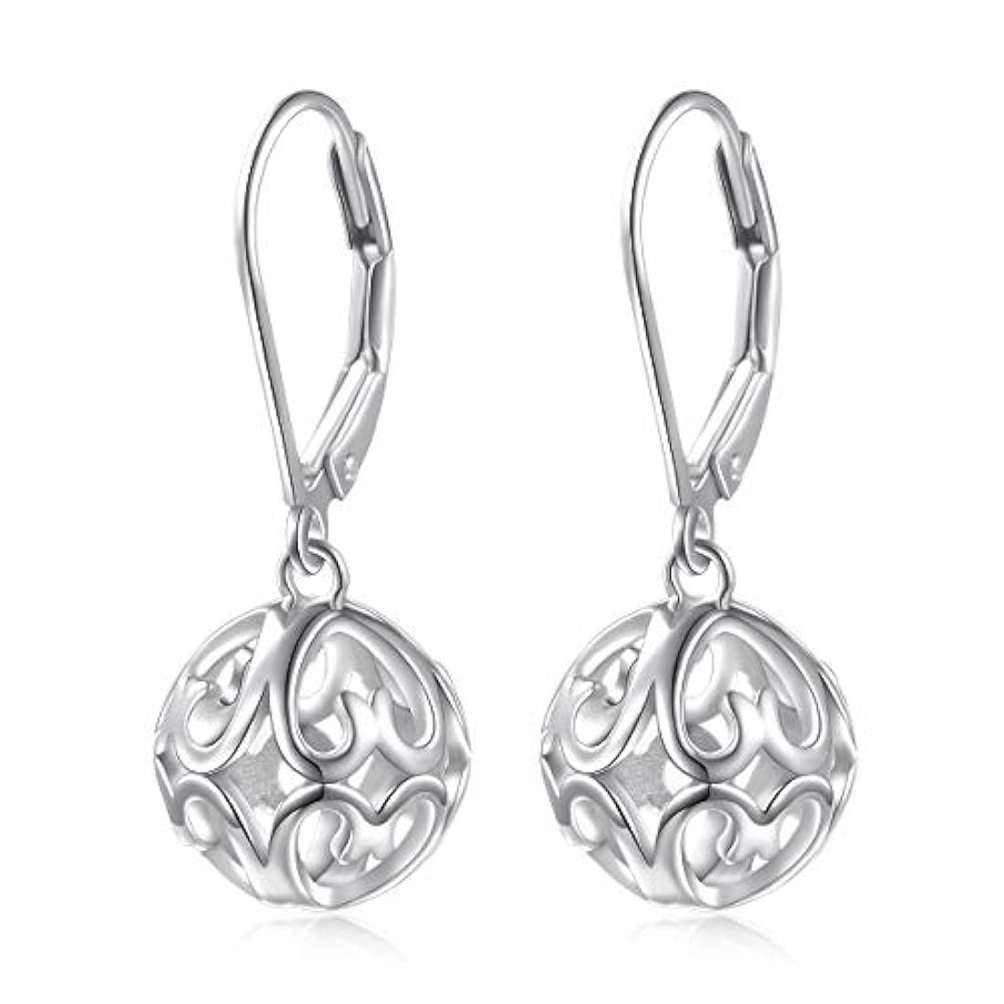 Pendientes colgantes de plata con forma de corazón