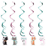 Purr-Fect Party Hanging Remolinos (5 CT)