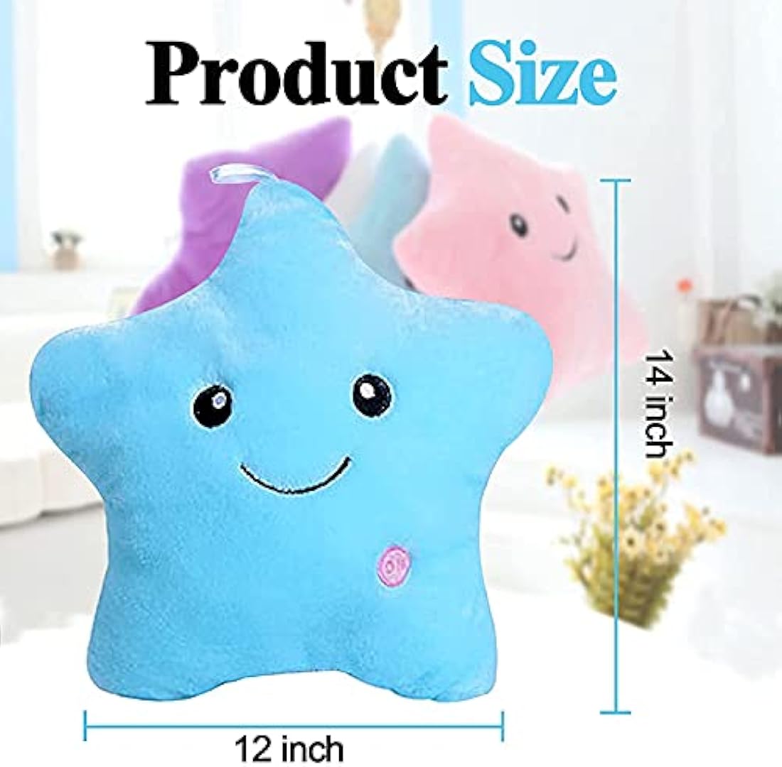 Peluche tipo Cojín con luz LED de estrella azul, de 14.0in