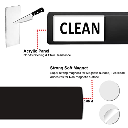 Imán para lavavajillas con imán de limpieza sucia, sin arañazos, imán suave súper fuerte con adhesivos de doble cara, fácil de leer y deslizar para cocina, lavavajillas, nevera, lavandería, lavadora (blanco y negro)