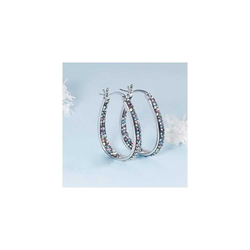 Aretes de aro ovalados chapados en plata