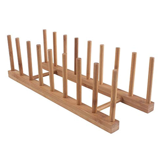 Soporte para platos de madera de bambú 8 ranuras