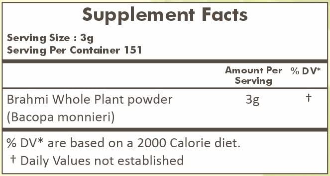Suplemento  Brahmi Powder Bacopa Monnieri Cuidado  Cabello