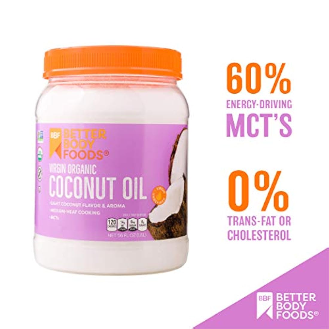 BetterBody Foods Aceite de coco virgen orgánico