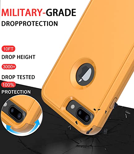 Diverbox Funda para iPhone 8 Plus, iPhone 7 Plus [a prueba de golpes] [a prueba de gotas] [a prueba de polvo], funda de protección resistente para Apple iPhone 8 Plus y 7 Plus (amarillo)