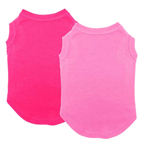 Chol&amp;Vivi - Camisetas para perro (2 unidades, talla pequeña, tamaño mediano, grande, extra grande, para perro, gato, algodón, suave y transpirable, Rosa y rojo rosa.