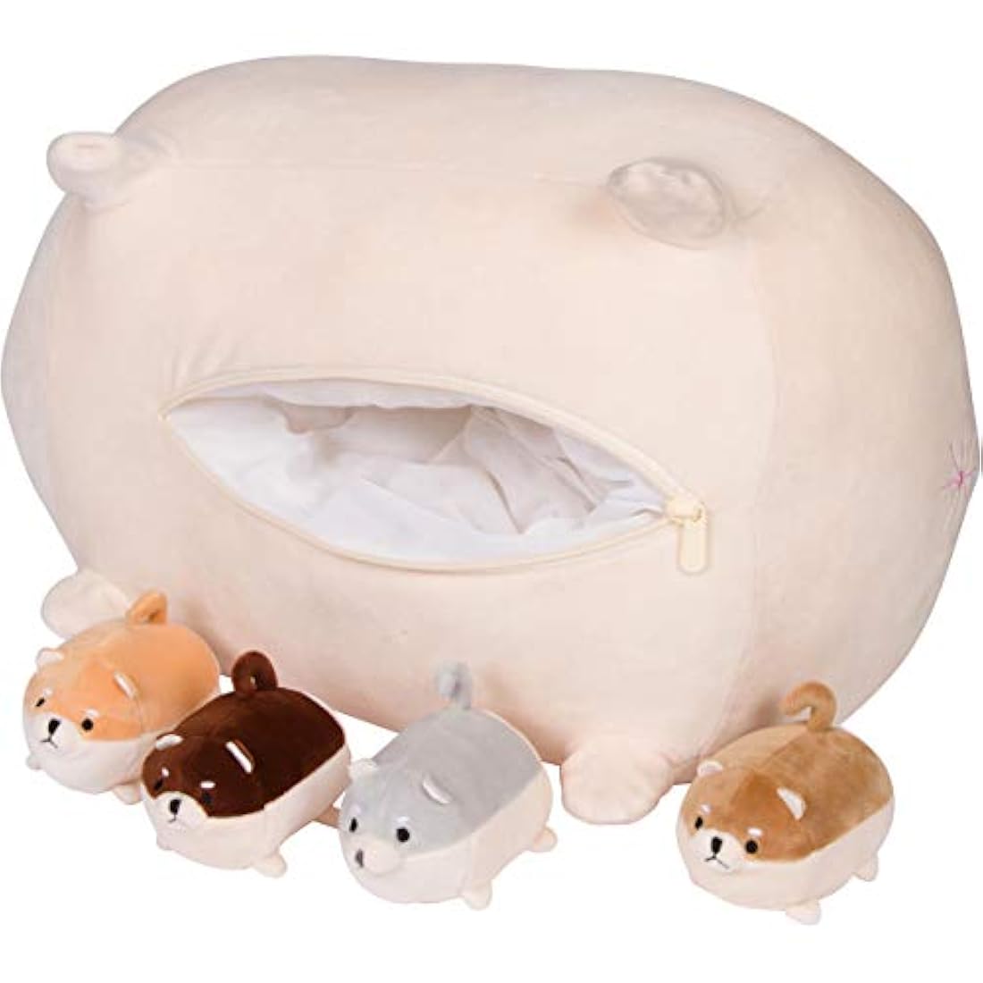 Peluche con 4 cachorros en barriga