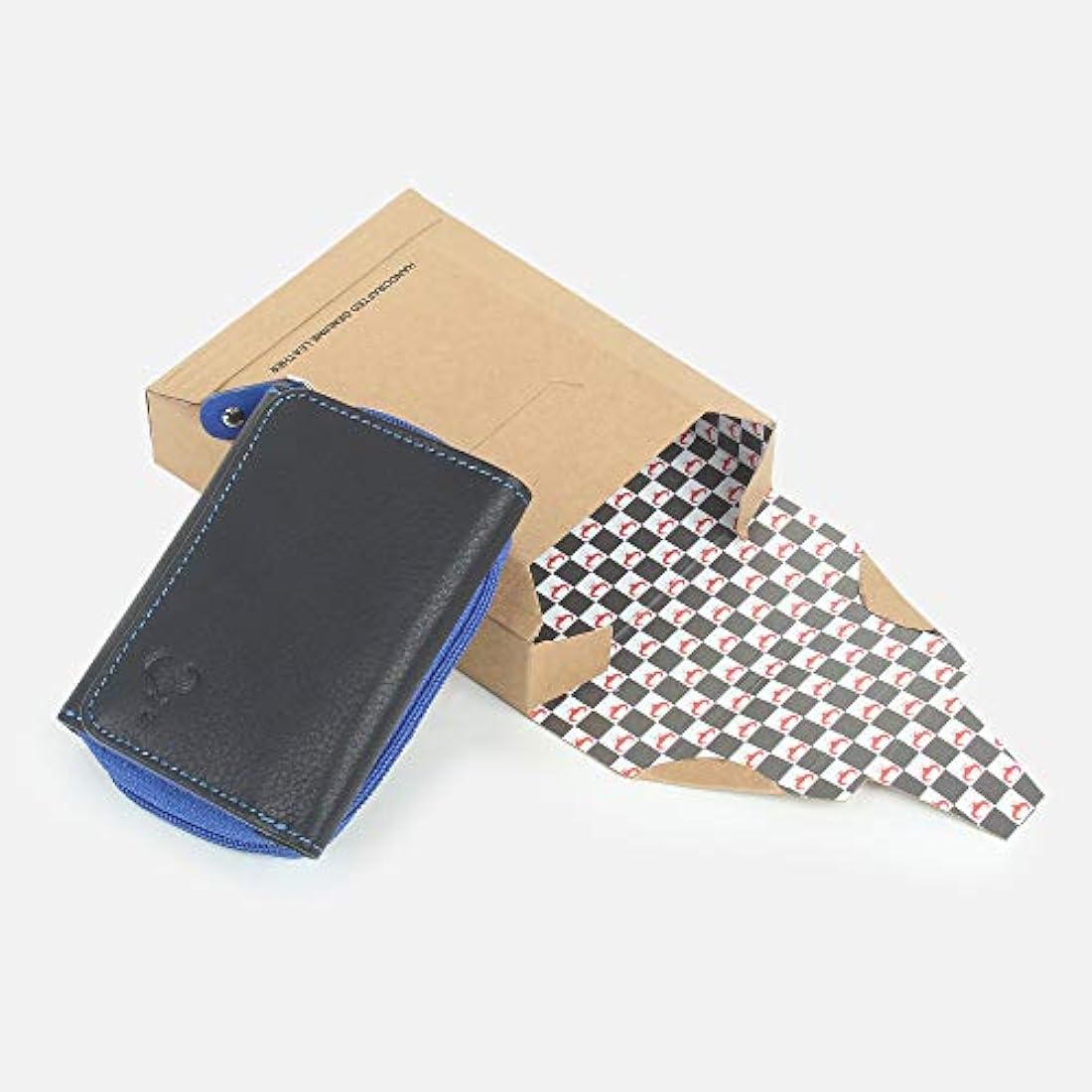 Billetera de piel para mujer color negro y azul. AlphaHide
