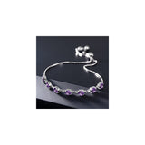 Pulseras ajustable de plata de ley 925 amatista morada
