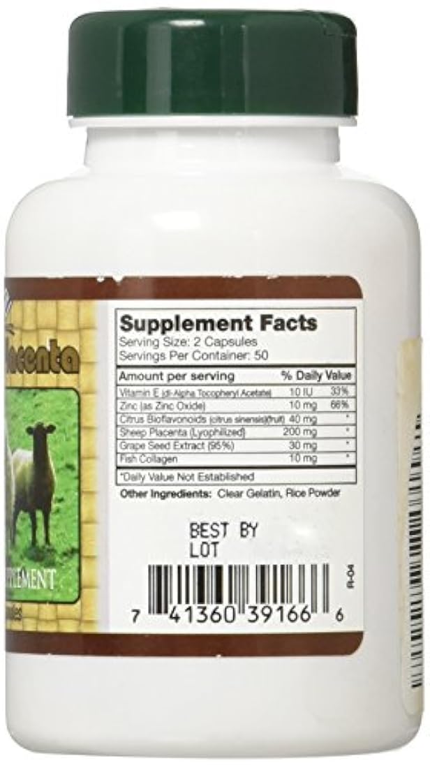 Oveja placenta Complex 100 Cápsulas, fresco, nuevo tema Buena producto.