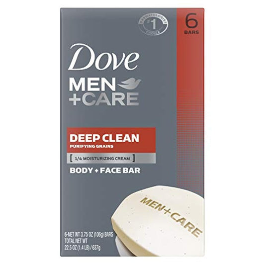 Dove Men + Care Cuerpo y la Cara Bar, Deep Clean 4 oz, 6 bar