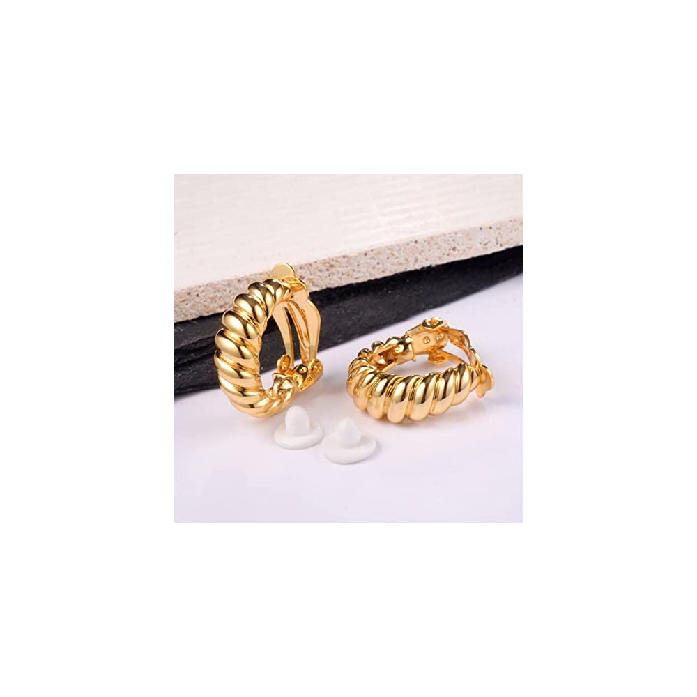 Aretes de aro chapados en oro de 18 quilates para mujeres