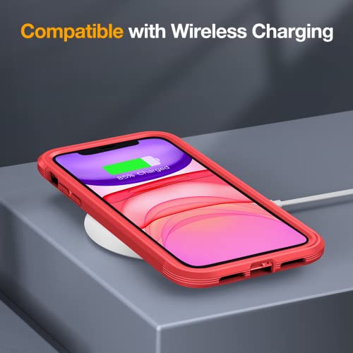 Miracase Glass Series - Funda diseñada para iPhone 11 [actualización 2022] Funda resistente de cuerpo completo con protector de pantalla de vidrio templado 9H integrado compatible con iPhone 11 de 6.1 pulgadas (rojo)