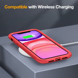Miracase Glass Series - Funda diseñada para iPhone 11 [actualización 2022] Funda resistente de cuerpo completo con protector de pantalla de vidrio templado 9H integrado compatible con iPhone 11 de 6.1 pulgadas (rojo)