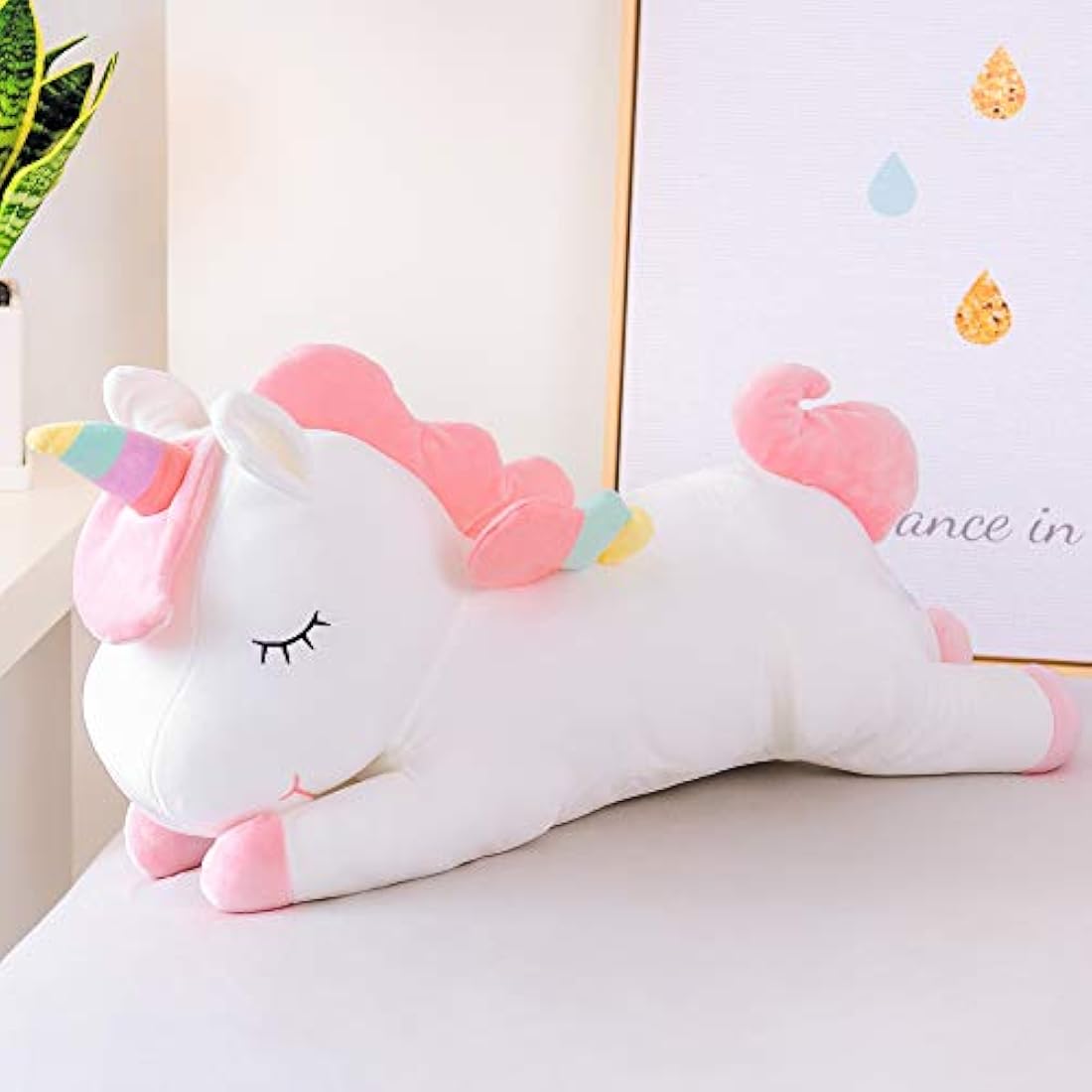 Unicornio peluche juguetes niñas regalos con alas arco iris blanco 12 pulgadas