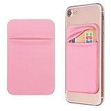 OBVIS Bolsillo para teléfono celular, tarjetero autoadhesivo con adhesivo 3M RFID, tarjetero para tarjeta de crédito ATM, para iPhone Android, 2 unidades, color rosa