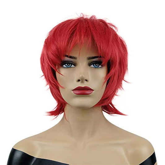 Onemily - Peluca corta y recta para cosplay, fiesta, Halloween, disfraz para mujeres y hombres, #Rojo