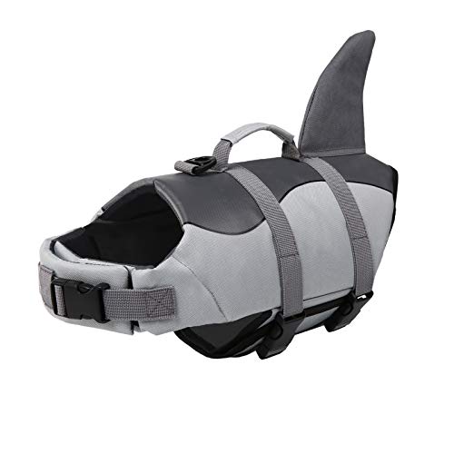 Surblue - Chaleco salvavidas para perros con flotación para salvavidas para mascotas con protección de agua en la piscina, playa, barco, natación (XS, gris)