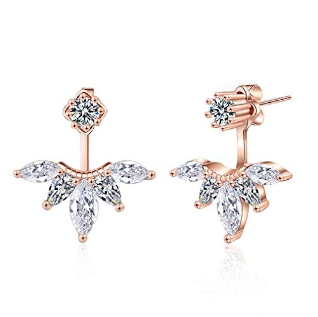 megko aretes con pasador a rosca, diseño de plumas y hojas, con cristales transparentes, moderno, para mujer