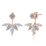 megko aretes con pasador a rosca, diseño de plumas y hojas, con cristales transparentes, moderno, para mujer