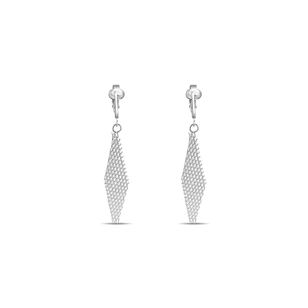 Aretes de clip para mujer de plata