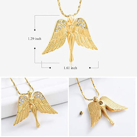 Colgante de cenizas con colgante de ángel para mujer