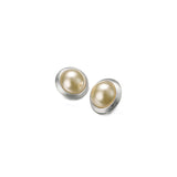 Aretes de clip redondos de perlas para mujer