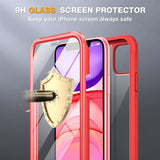Miracase Glass Series - Funda diseñada para iPhone 11 [actualización 2022] Funda resistente de cuerpo completo con protector de pantalla de vidrio templado 9H integrado compatible con iPhone 11 de 6.1 pulgadas (rojo)