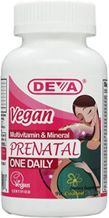 Deva Vegan Vitamins Multivitaminas prenatales, botella de 90 tabletas recubiertas