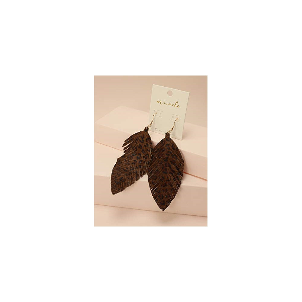 Aretes colgantes de piel suave con flecos para mujeres
