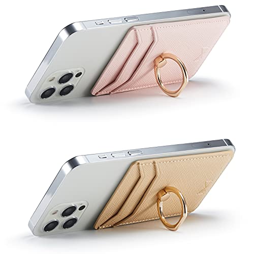 Tarjetero RFID para teléfono celular, tarjetero adhesivo de crédito para la parte posterior del teléfono para la mayoría de todos los smartphones (dorado)
