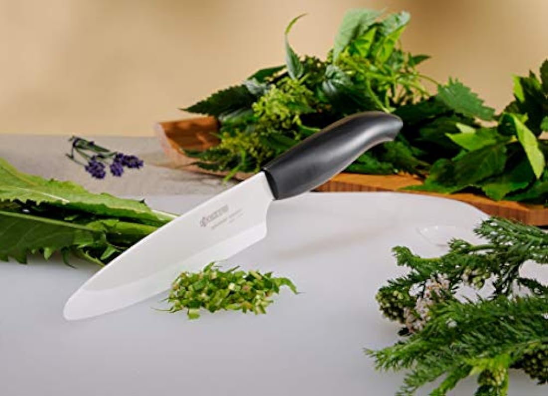 Kyocera  Cuchillos (mango negro, hoja blanca), Blanco, 6