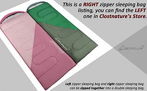 Clostnature Saco de dormir para adultos y niños, ligero saco de dormir para niñas, niños, jóvenes, ultraligero saco de dormir para clima frío, saco de compresión incluido (cremallera derecha)