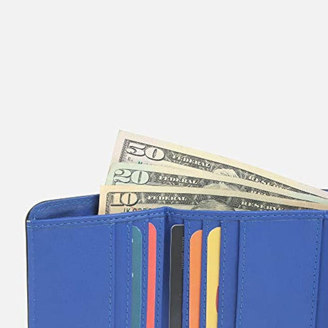 Billetera de piel para mujer color negro y azul. AlphaHide