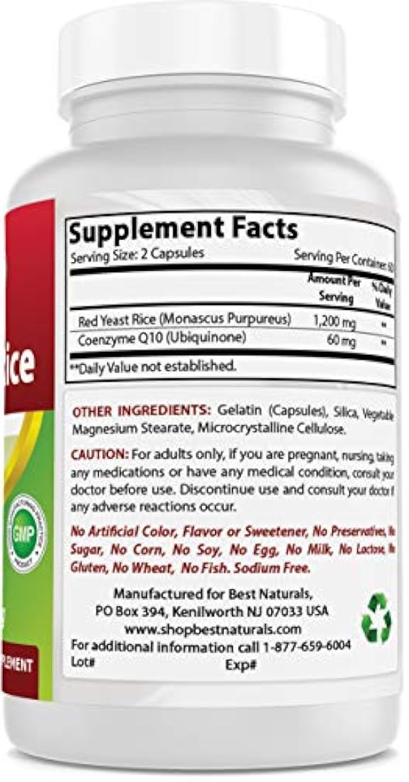 Cápsulas 600 mg Levadura Arroz con CoQ10 120 Cápsulas