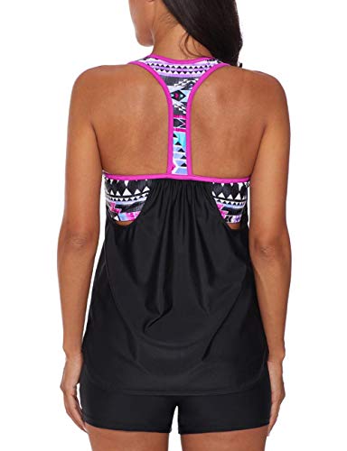 Traje de baño tankini con estampado floral y cuello en V