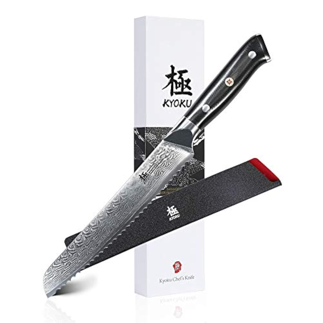 KYOKU Daimyo Series – Cuchillo de pan de Damasco con hoja