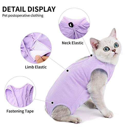 TRAJE profesional de recuperación de gatos para heridas abdominales o enfermedades de la piel, después de la cirugía, uso antilesiones, alternativa transpirable de cuello E para gatos