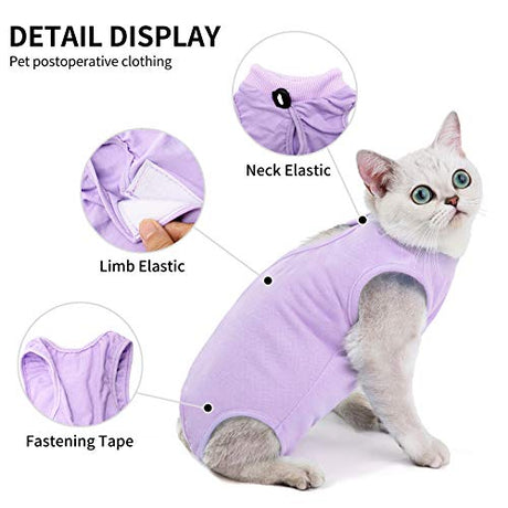 TRAJE profesional de recuperación de gatos para heridas abdominales o enfermedades de la piel, después de la cirugía, uso antilesiones, alternativa transpirable de cuello E para gatos
