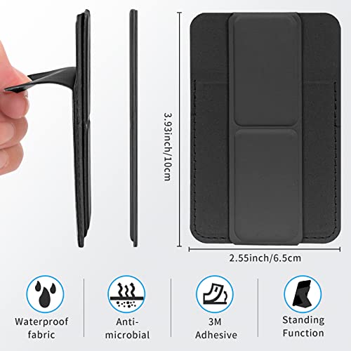 WWW Tarjetero con soporte para la parte trasera del teléfono, cartera segura para pegar en la cartera, soporte de tarjetas de crédito de piel sintética para teléfono celular con adhesivo 3M para teléfonos inteligentes, color negro