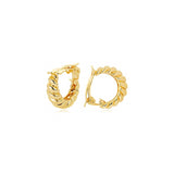 Aretes de aro de corte de oro de 14 quilates para mujer