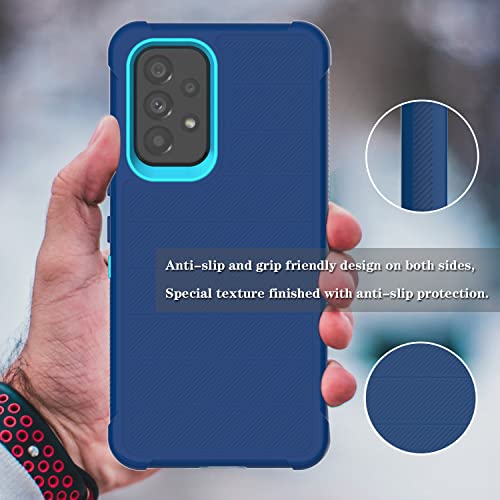 Leptech Funda para Samsung Galaxy A53 5G con protector de pantalla de cristal, [Serie Funda] Clip de cinturón de protección, resistente, resistente, resistente, resistente, militar, a prueba de golpes, cubierta para teléfono celular (azul)