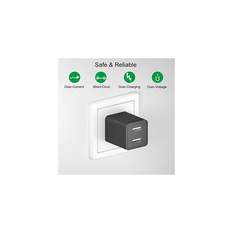 Cargador rápido de 2 A con cable micro USB y tipo C