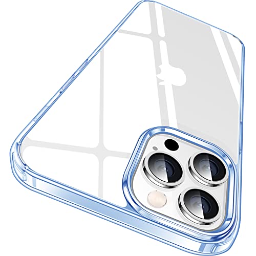 CASEKOO Crystal Clear Designed for iPhone 13 Pro case, [Not Yellowing] [Military Drop Protection] Shockproof Protective Phone Case Slim Thin Cover 6.1 inch 2021, Clear Blue