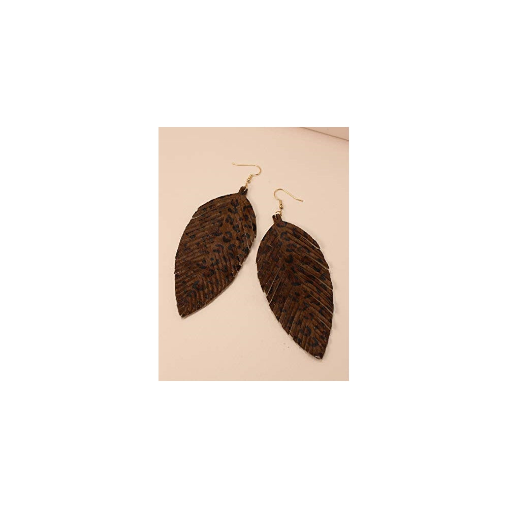 Aretes colgantes de piel suave con flecos para mujeres