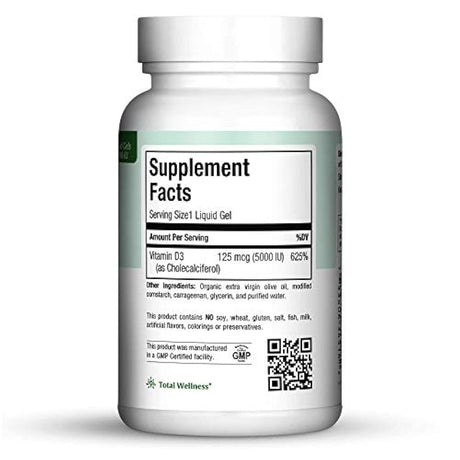 Maxi 5000 mg Suplemento de Vitamina D3 Liquid Gel, 1, 1