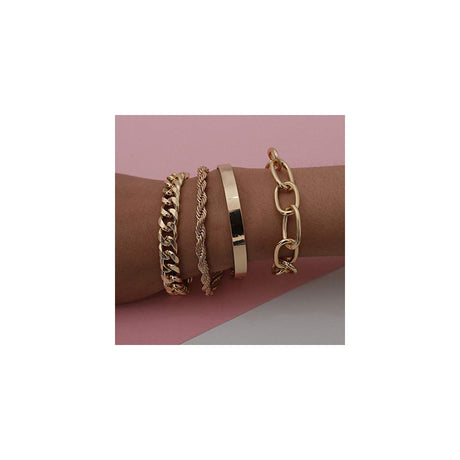 Pulseras y tobilleras Juego de 4 pulseras de cadena de plata