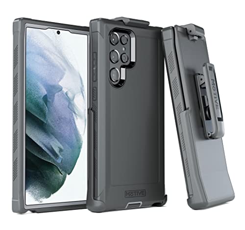 MOTIVE Bunker Series - Funda ultra resistente para Samsung Galaxy S22 con clip para cinturón, funda resistente de grado militar, color negro