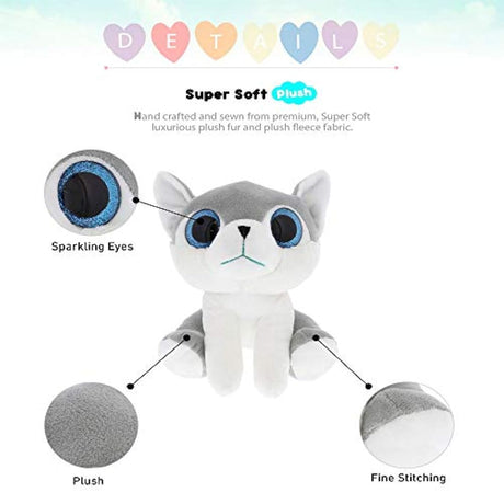 Oso de peluche con ojos grandes y brillantes, 6 pulgadas
