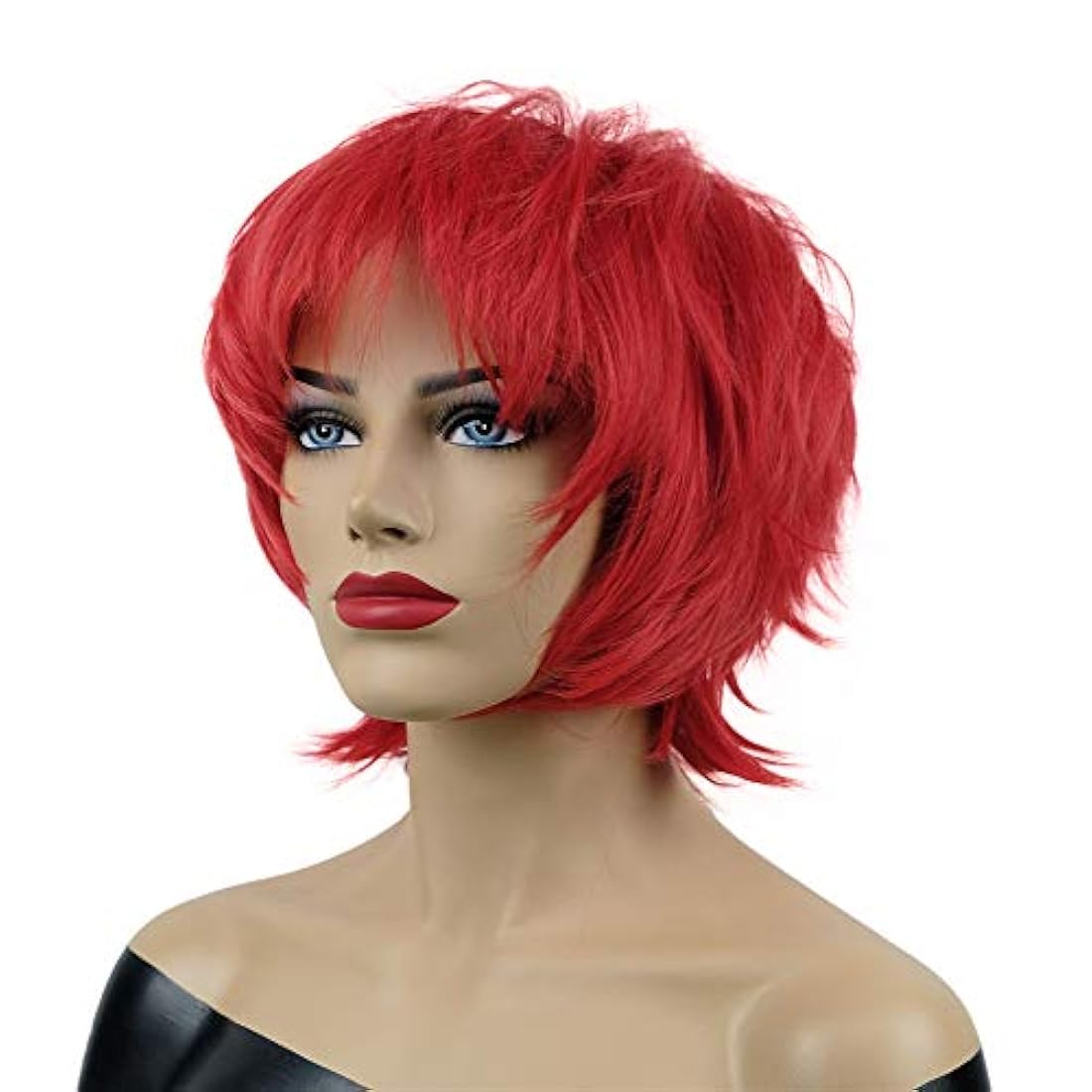 Onemily - Peluca corta y recta para cosplay, fiesta, Halloween, disfraz para mujeres y hombres, #Rojo